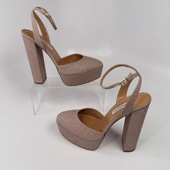 AQUAZZURA So High 140MM Plateau Metallic Pumps Size 39 - Picture 9 of 13